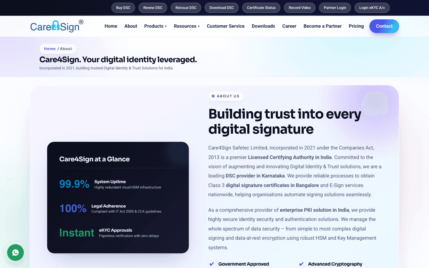 Care 4 Sign — Product Portal