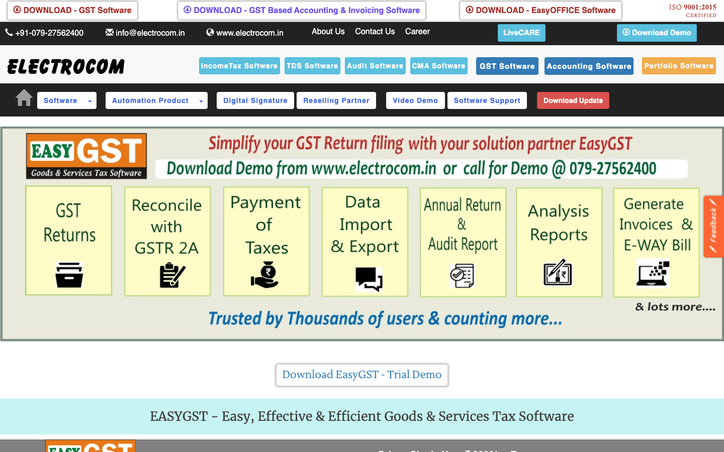 EasyOffice GST (Electrocom) — Key Features