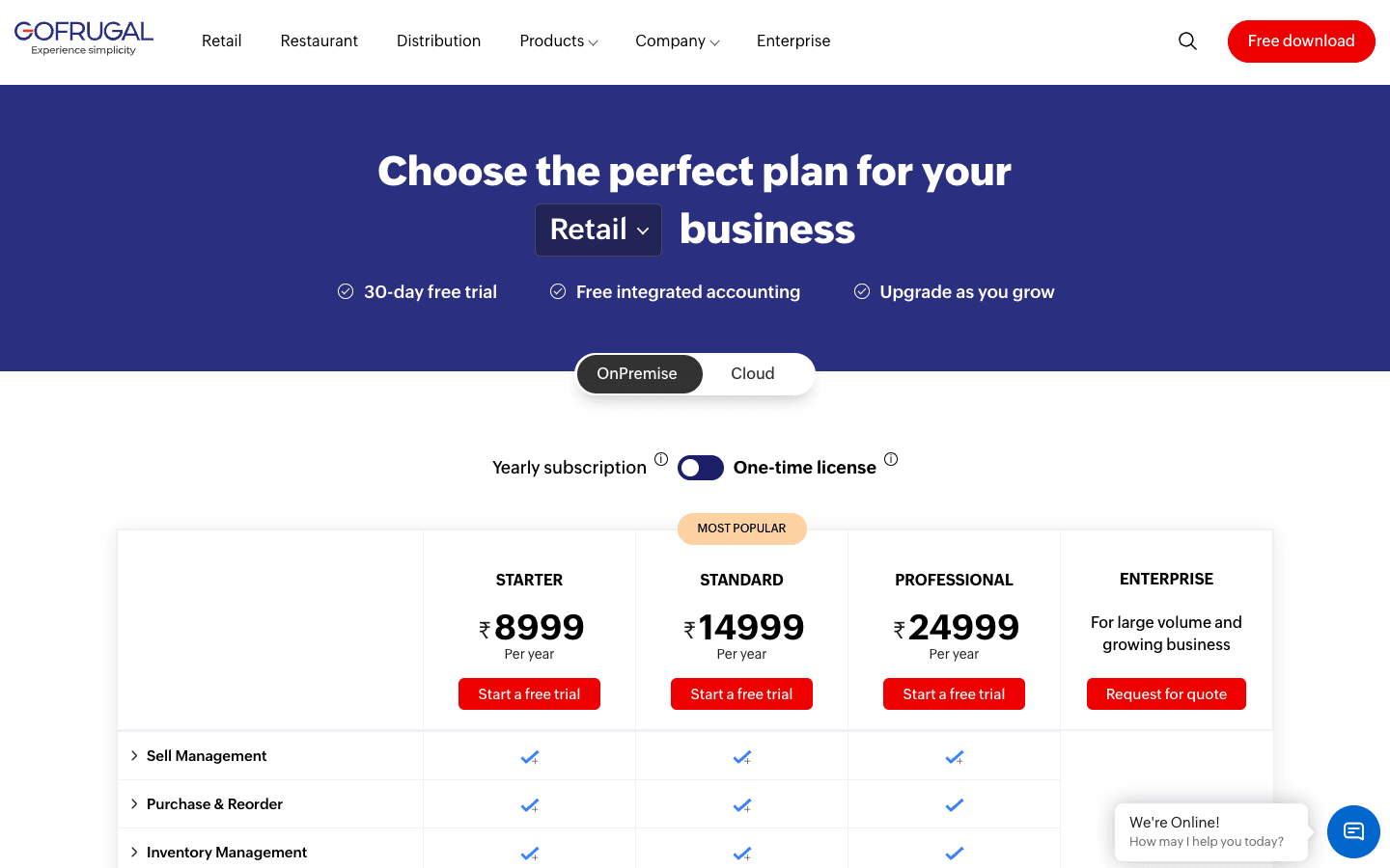 Gofrugal — Pricing & Plans