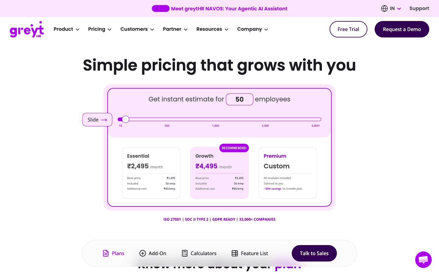 greytHR — Pricing & Plans