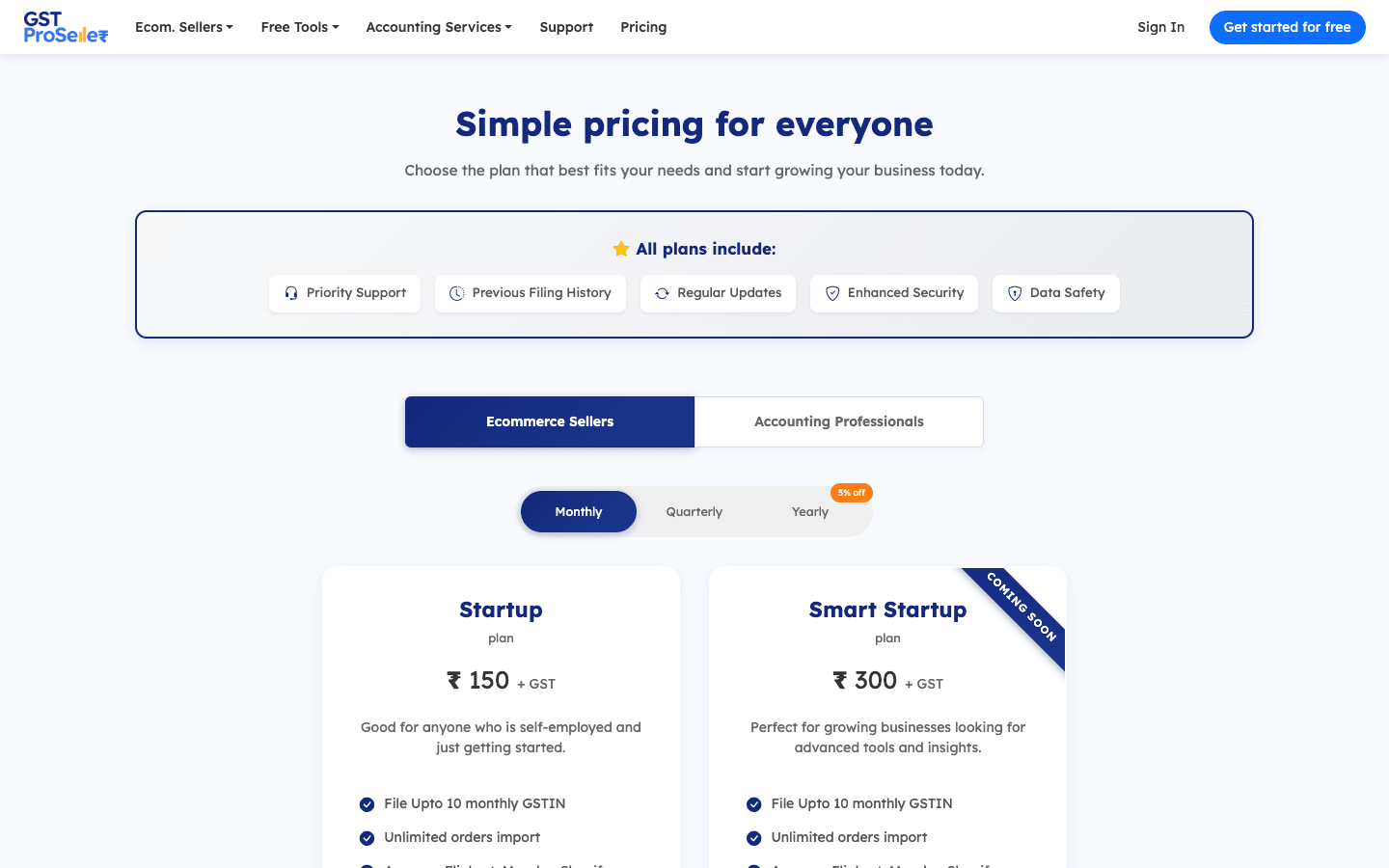 GSTPro Seller — Pricing & Plans