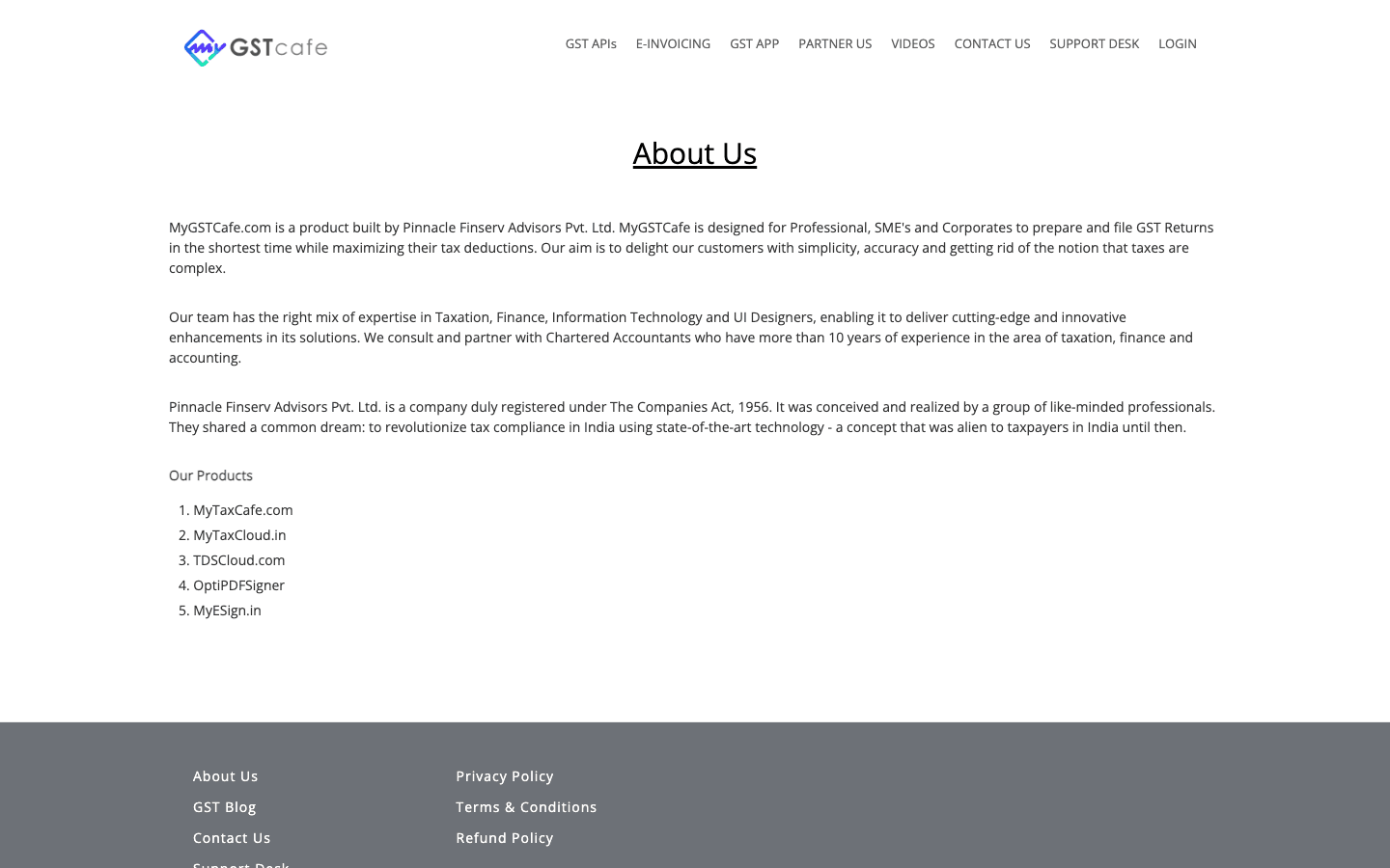MyGSTcafe — Product Portal