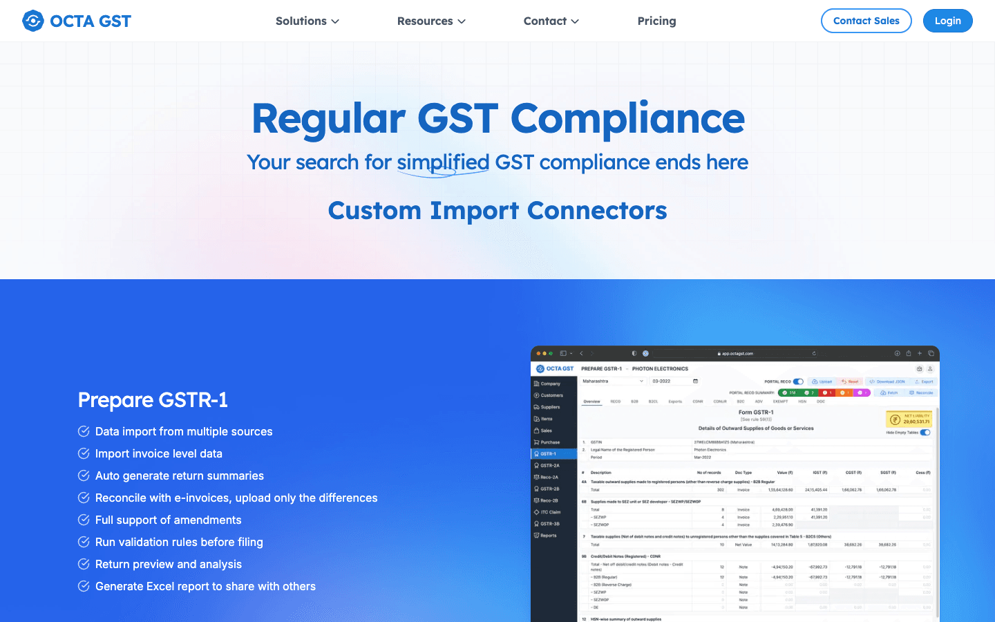 Octa GST — Key Features
