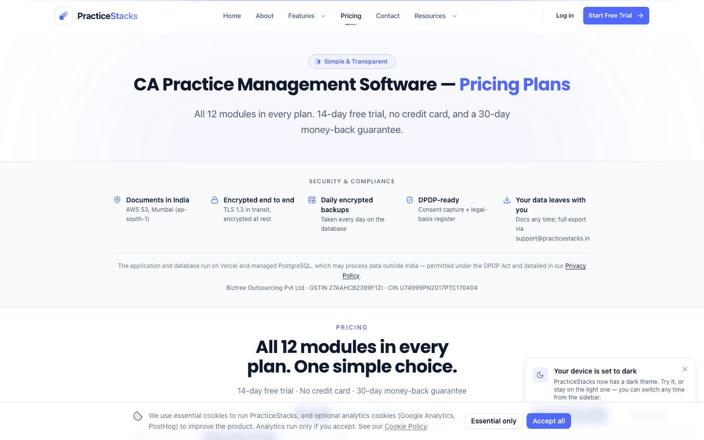 PracticeStacks — Pricing & Plans