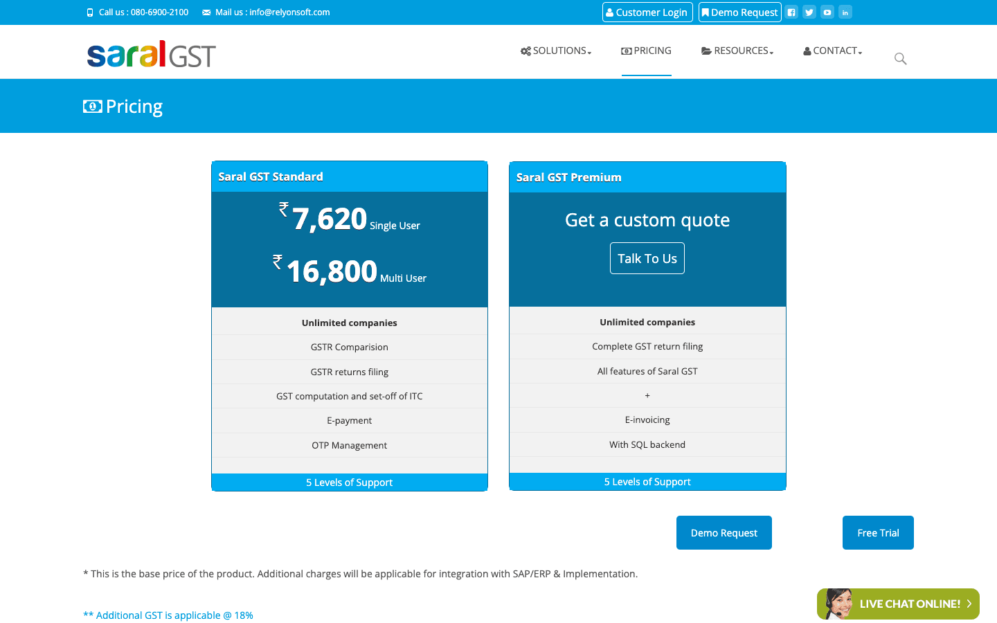 Saral GST — Pricing & Plans