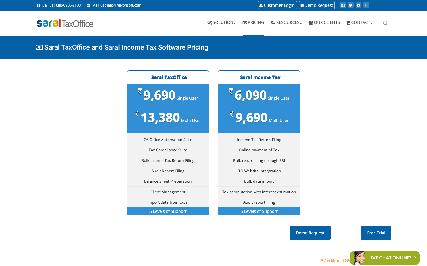 Saral IncomeTax — Pricing & Plans