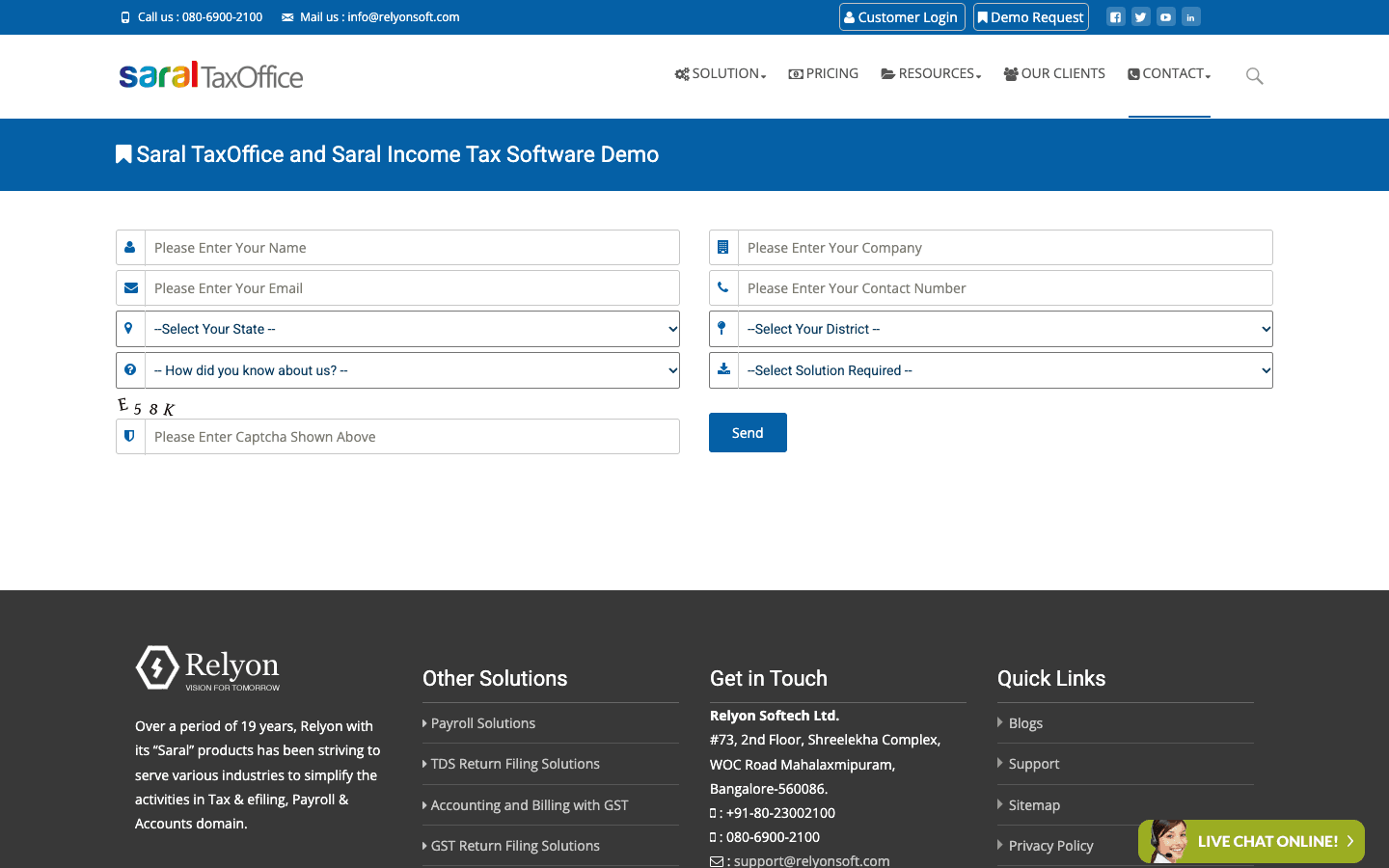 Saral IncomeTax — Product Portal