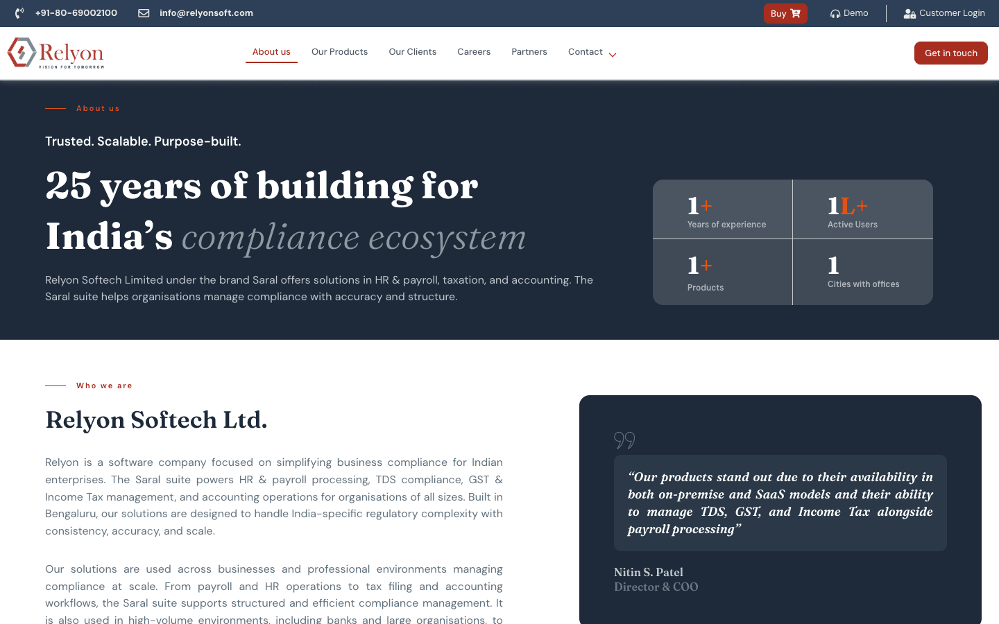 Saral TDS (Relyon) — Product Portal