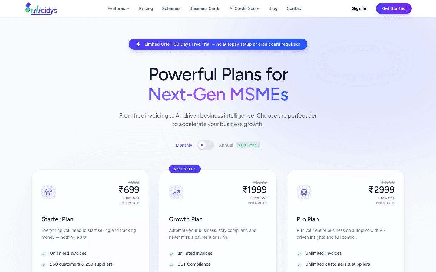 Subcidys — Pricing & Plans
