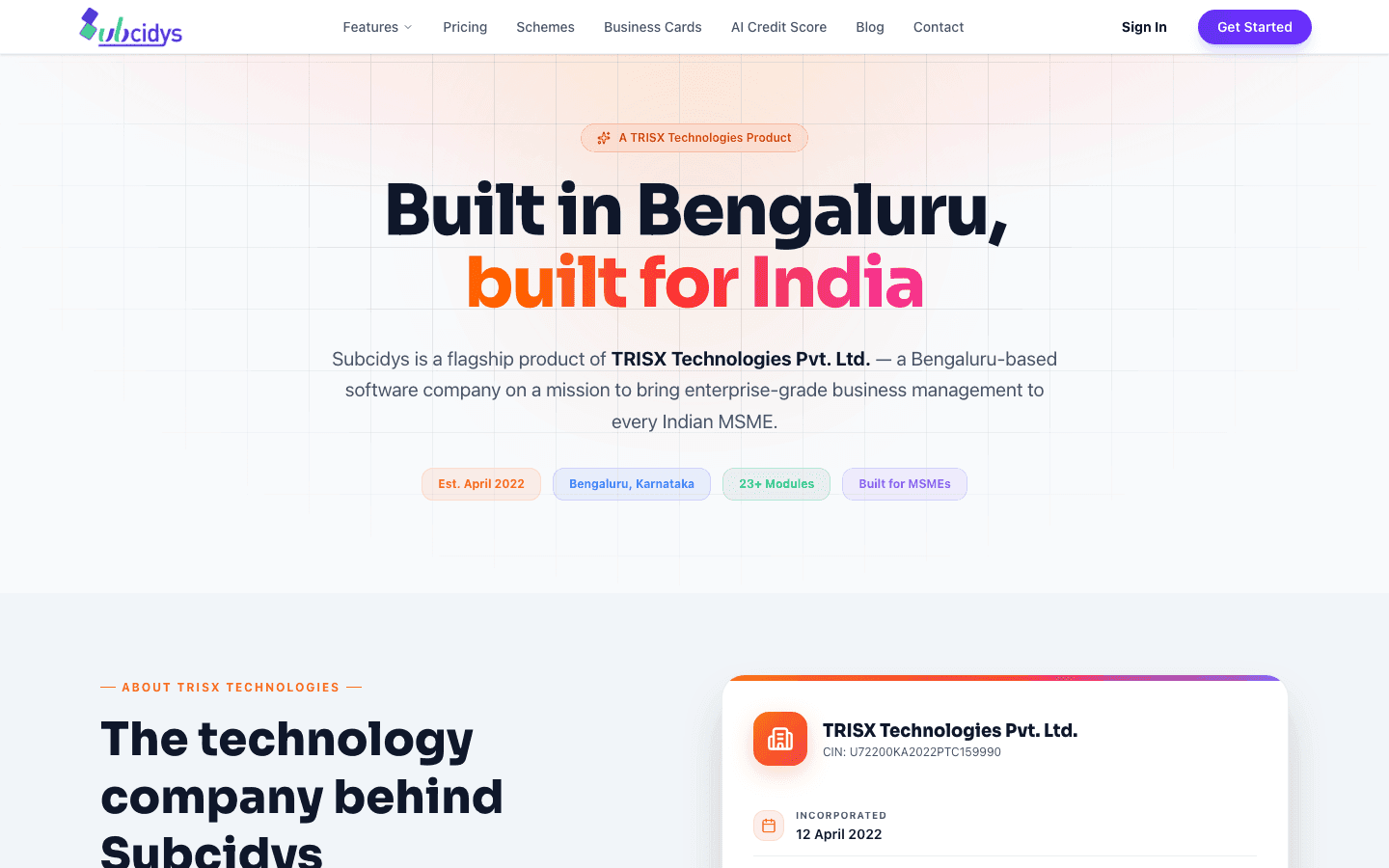 Subcidys — Product Portal