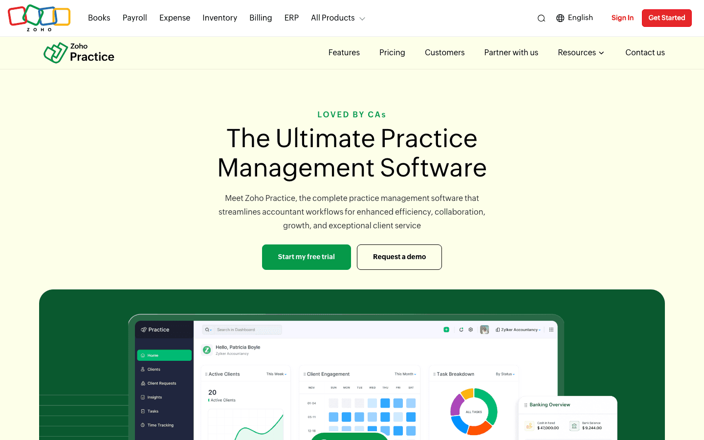 Zoho Practice — Key Features
